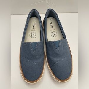 New Tom's Parker Women’s Blue and Cream Colored Sole Slip Ons Size 5.5US